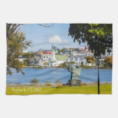 Aangepaste tekst Reykjavik, IJsland Theedoek (Horizontaal)