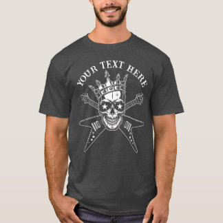 Aangepaste tekst Rock & Roll Skull II gekruiste gi T-shirt