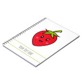 Aangepaste Tekst Rode Aardbei Schattige Kawaii Fru Notitieboek (Linkerzijde)