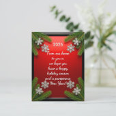Aangepaste tekst Rode Kerst Pijnboom Lijst Kerst- Feestdagenkaart (Staand voorkant)