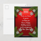 Aangepaste tekst Rode Kerst Pijnboom Lijst Kerst- Feestdagenkaart (Voorkant / Achterkant)