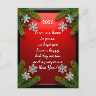 Aangepaste tekst Rode Kerst Pijnboom Lijst Kerst- Feestdagenkaart