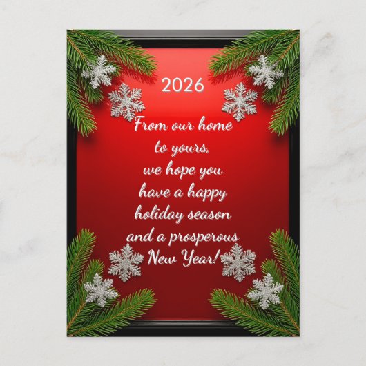 Aangepaste tekst Rode Kerst Pijnboom Lijst Kerst- Feestdagenkaart (Voorkant)