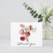 Aangepaste tekst Rode/Roze Klaprozen Trouwboeket B Briefkaart (Staand voorkant)