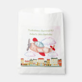Aangepaste tekst Rode vintage waterverf vliegtuig Bedankzakje (Voorkant)