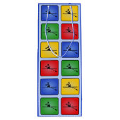 Aangepaste tekst roeipictogrammen blauw wijn cadeautas (Achterkant)