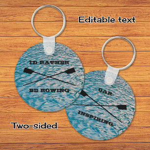 Aangepaste tekst roeiriemen op water sleutelhanger