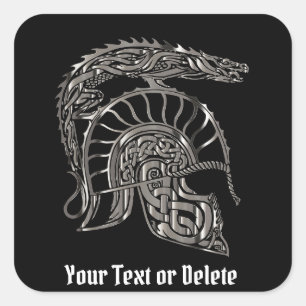 Aangepaste tekst Roman Soldier Metal Dragon War He Vierkante Sticker
