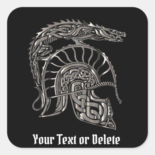 Aangepaste tekst Roman Soldier Metal Dragon War He Vierkante Sticker (Voorkant)