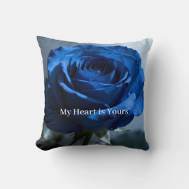 Aangepaste tekst – Romantisch Blauw Roos Floral Gi Kussen