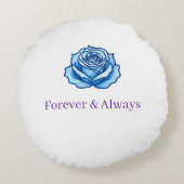 Aangepaste tekst – Romantisch Blauw Roos Floral Gi Rond Kussen (Achterkant)