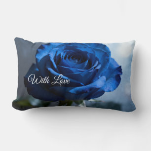 Aangepaste tekst – Romantische blauwe roos bloemen Kussen