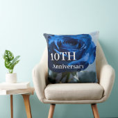 Aangepaste tekst – Romantische blauwe roos bloemen Kussen (Stoel)