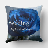 Aangepaste tekst – Romantische blauwe roos bloemen Kussen (Achterkant)