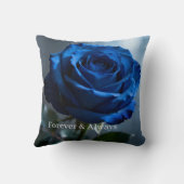 Aangepaste tekst – romantische blauwe roos bloemen kussen (Achterkant)