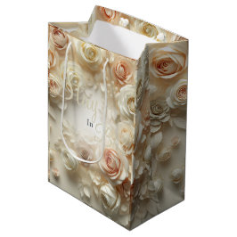 Aangepaste Tekst Romantische Bloemenkunst met Roze Medium Cadeauzakje