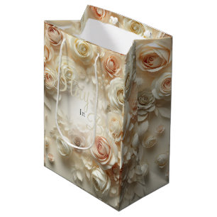 Aangepaste Tekst Romantische Bloemenkunst met Roze Medium Cadeauzakje