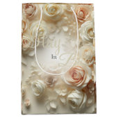 Aangepaste Tekst Romantische Bloemenkunst met Roze Medium Cadeauzakje (Voorkant)