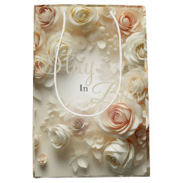 Aangepaste Tekst Romantische Bloemenkunst met Roze Medium Cadeauzakje