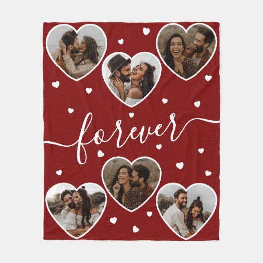 Aangepaste tekst Romantische Hart Fotocollage Fleece Deken (Voorkant)