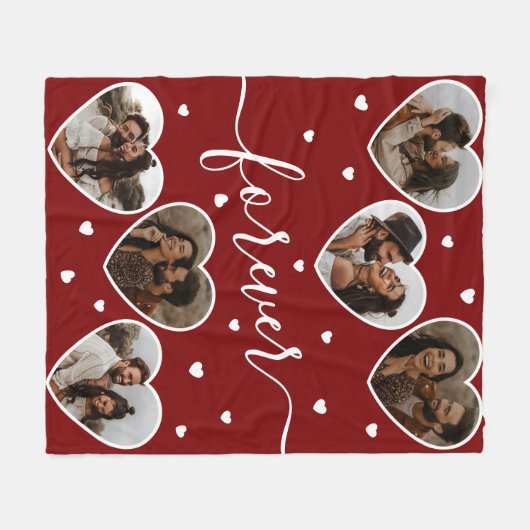 Aangepaste tekst Romantische Hart Fotocollage Fleece Deken (Voorkant (Horizontaal))