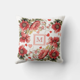 Aangepaste tekst Romantische roze klaprozen en har Kussen