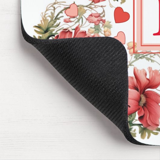 Aangepaste tekst Romantische roze klaprozen en har Muismat (Hoek)