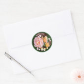 Aangepaste tekst Romantische roze rozen en harten Ronde Sticker (Envelop)