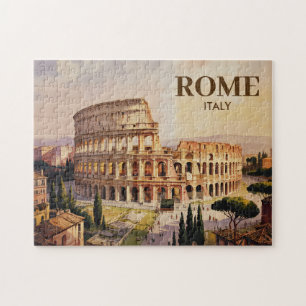 Aangepaste tekst Rome Italië Colosseum Retro Aquar Legpuzzel