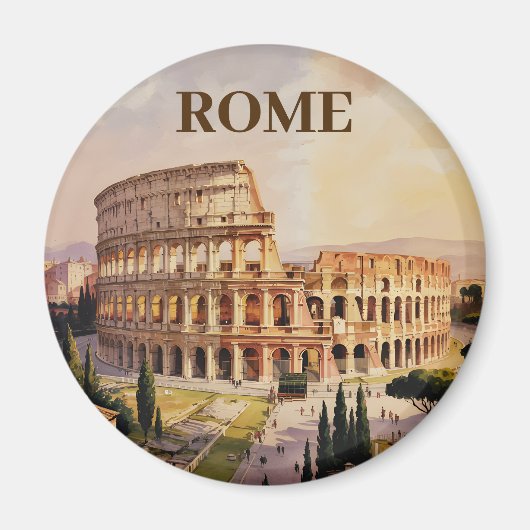 Aangepaste tekst Rome Italië Colosseum Retro Aquar Magneet (Voorkant)
