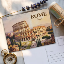 Aangepaste tekst Rome Italië Colosseum Retro Water Briefkaart