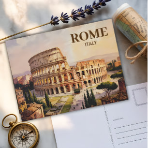 Aangepaste tekst Rome Italië Colosseum Retro Water Briefkaart