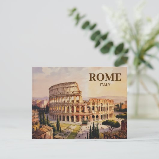 Aangepaste tekst Rome Italië Colosseum Retro Water Briefkaart (Staand voorkant)