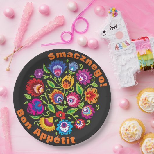 Aangepaste tekst Ronde Poolse folkloristische same Papieren Bordje (Feest)