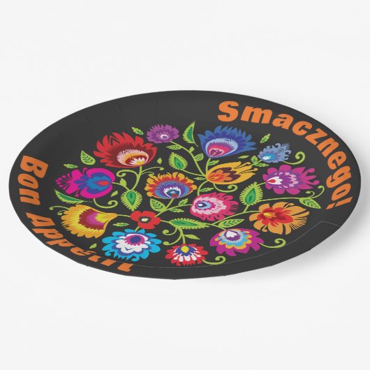 Aangepaste tekst Ronde Poolse folkloristische same Papieren Bordje (Gekanteld)