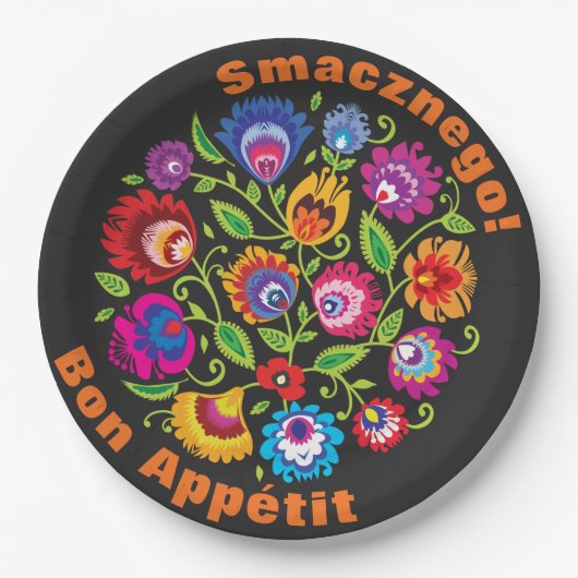 Aangepaste tekst Ronde Poolse folkloristische same Papieren Bordje (Voorkant)