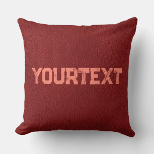 Aangepaste tekst Rood bruin leer ziet er dubbelzij Kussen