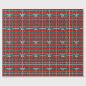 Aangepaste tekst rood en groen plaid Kerstmis Cadeaupapier (Vlak)