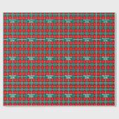 Aangepaste tekst rood en groen plaid Kerstmis Cadeaupapier (Vlak)