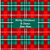 Aangepaste tekst rood en groen plaid Kerstmis Cadeaupapier
