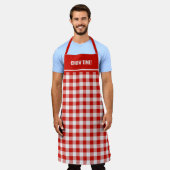 Aangepaste tekst rood en wit Buffalo Plaid Schort (Gedragen)