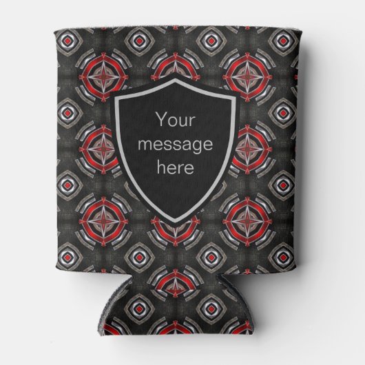 Aangepaste tekst rood en zwart blikjeskoeler (Voorkant)