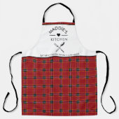 Aangepaste tekst Rood en Zwart geruite patroon Schort (Voorkant)