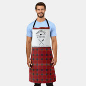 Aangepaste tekst Rood en Zwart geruite patroon Schort (Gedragen)