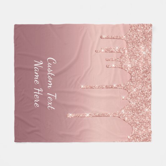 Aangepaste tekst Roos Gold Blush Glitter Fleece De (Voorkant (Horizontaal))