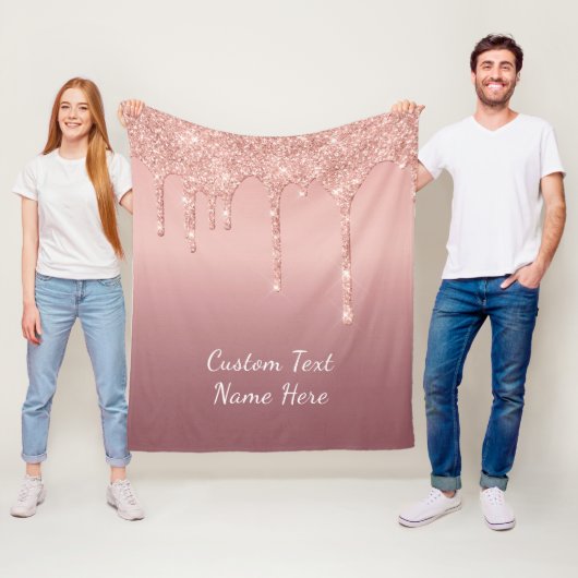 Aangepaste tekst Roos Gold Blush Glitter Fleece De Deken (In situ)