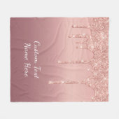 Aangepaste tekst Roos Gold Blush Glitter Fleece De Deken (Voorkant (Horizontaal))