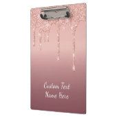 Aangepaste tekst Roos Gold Blush Glitter Klembord (Links)