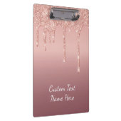 Aangepaste tekst Roos Gold Blush Glitter Klembord (Rechts)