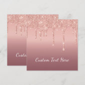 Aangepaste tekst Roos Gold Blush Glitter Sparkle D (Voorkant / Achterkant)